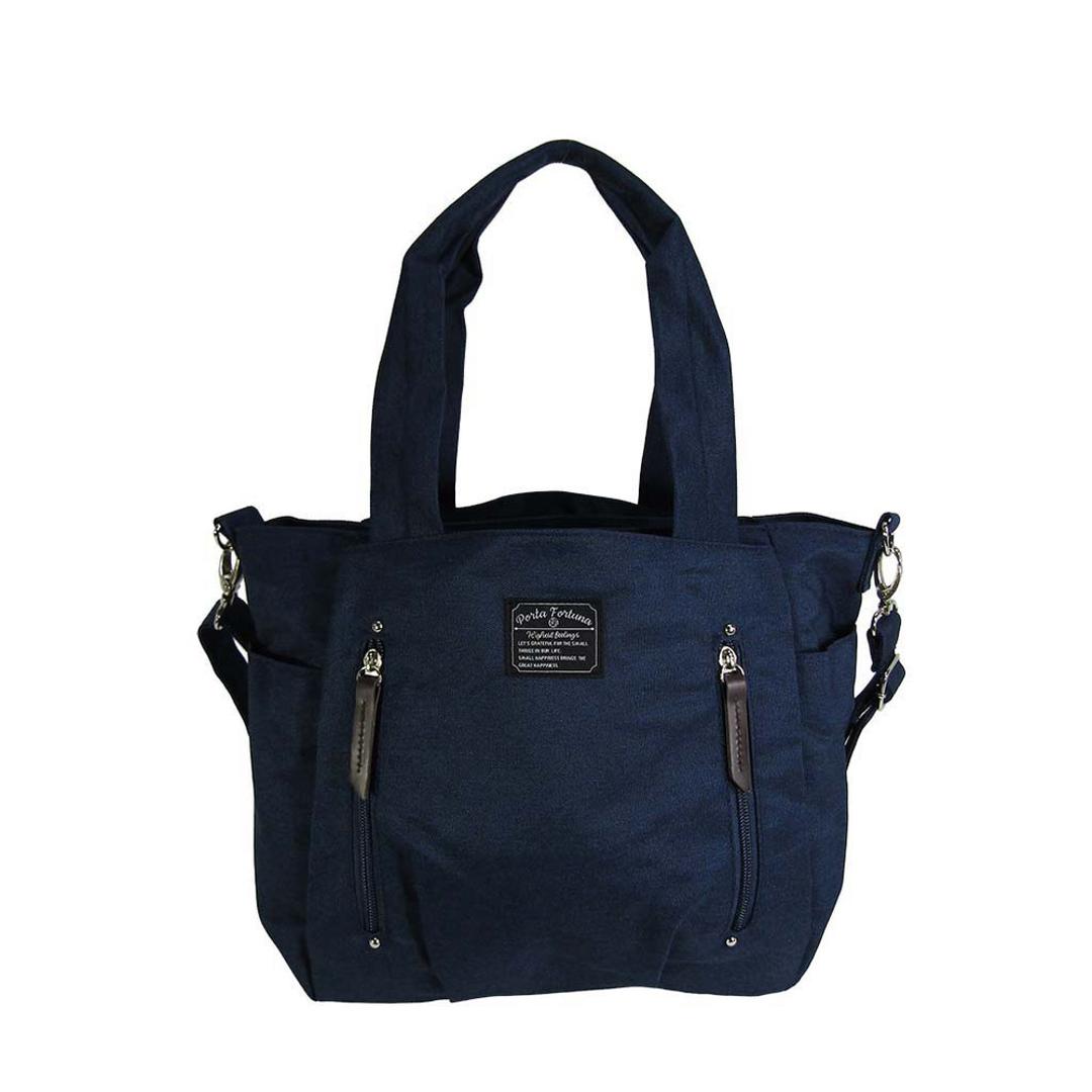 トートバッグ レディース 軽量 通販 ショルダーバッグ トート ショルダーベルト 肩掛け 肩かけ バッグ バック 鞄 かばん カバン 2way メンズ Porta Fortuna 4509 優美社 小物収納 ポケット 旅行 シンプル かわいい おしゃれ ネイビー ・