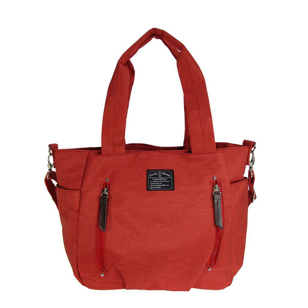 トートバッグ レディース 軽量 通販 ショルダーバッグ トート ショルダーベルト 肩掛け 肩かけ バッグ バック 鞄 かばん カバン 2way メンズ Porta Fortuna 4509 優美社 小物収納 ポケット 旅行 シンプル かわいい おしゃれ レッド ・