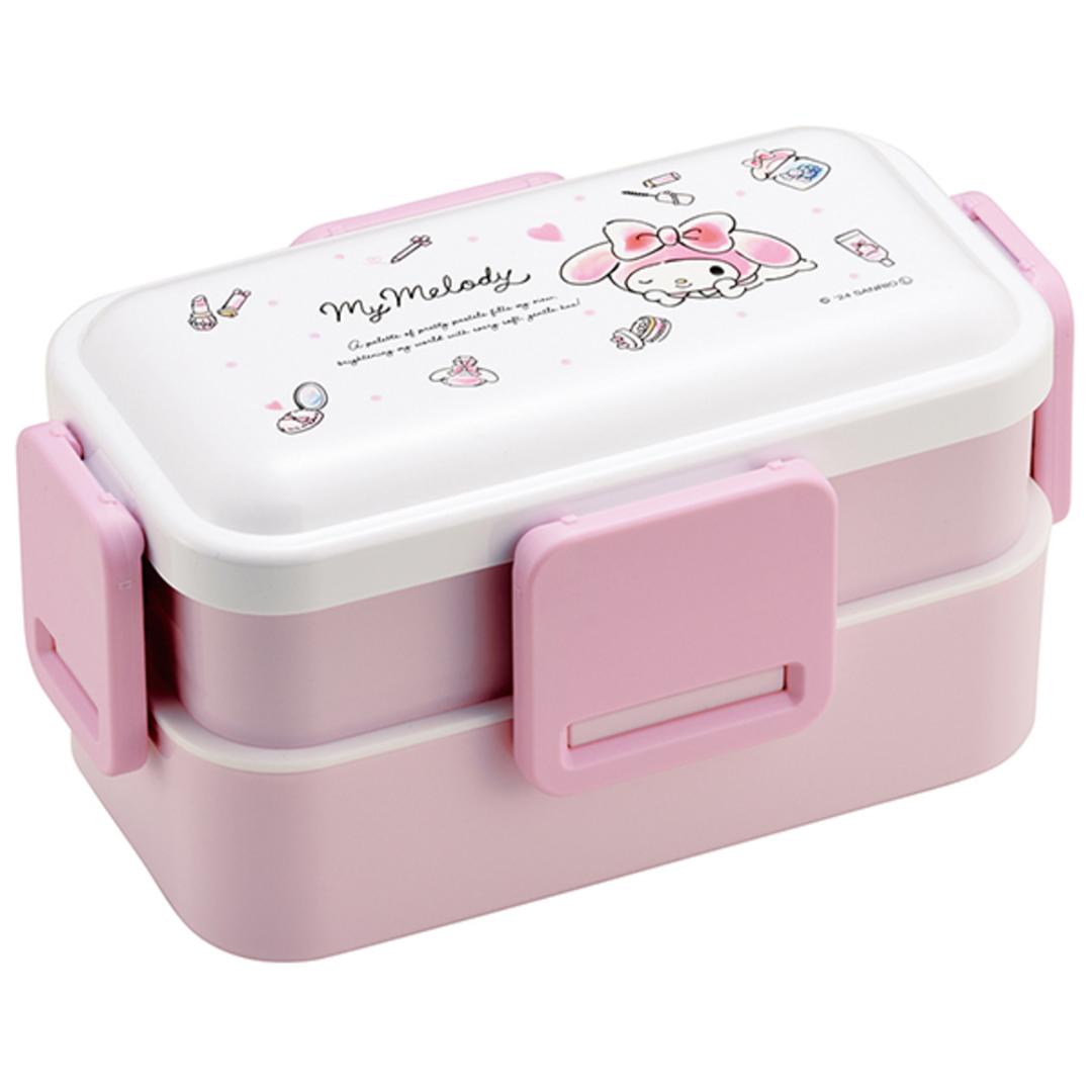 Skater スケーター 弁当箱 2段 ランチボックス キャラクター 通販 弁当 600ml ふわっと弁当箱 食洗機 電子レンジ レンジ 抗菌 仕切り スリム コンパクト 電子レンジ可 食洗機可 フタ ドーム型 くっつきにくい 汁漏れしにくい 4点ロック 収納 便利 マイメロディ水彩コスメ ・