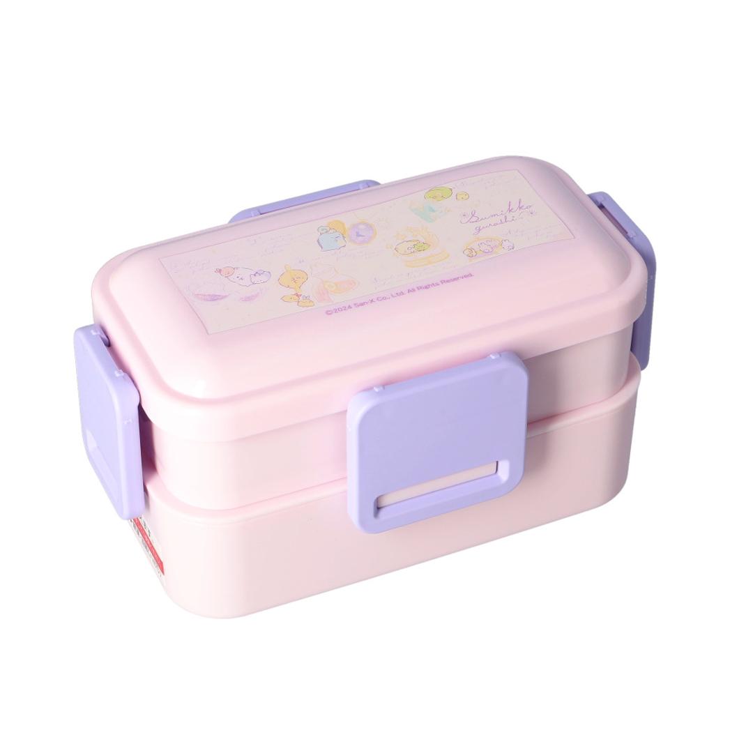 Skater スケーター 弁当箱 2段 ランチボックス キャラクター 通販 弁当 600ml ふわっと弁当箱 食洗機 電子レンジ レンジ 抗菌 仕切り スリム コンパクト 電子レンジ可 食洗機可 フタ ドーム型 くっつきにくい 汁漏れしにくい 4点ロック 収納 便利 すみっコぐらしおまじない ・