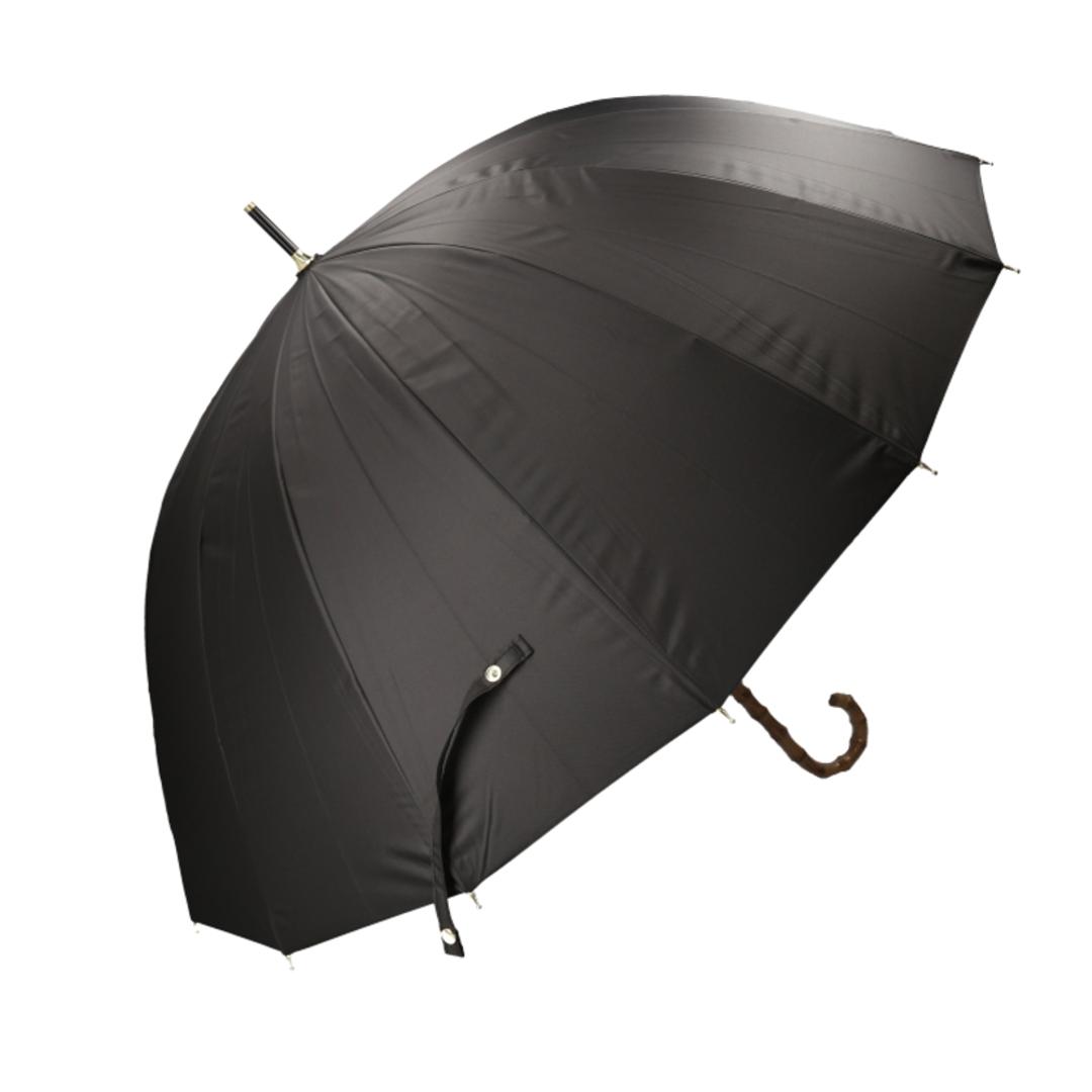 長傘 晴雨兼用 通販 pink trick ピンクトリック 日傘 16本骨傘 大きめ 丈夫 風に強い シンプル 軽い 軽量 おしゃれ かわいい 通勤 通学 可愛いシルエット 持ち運び ネイルガード付き 贈り物 ギフト プレーンブラック ・