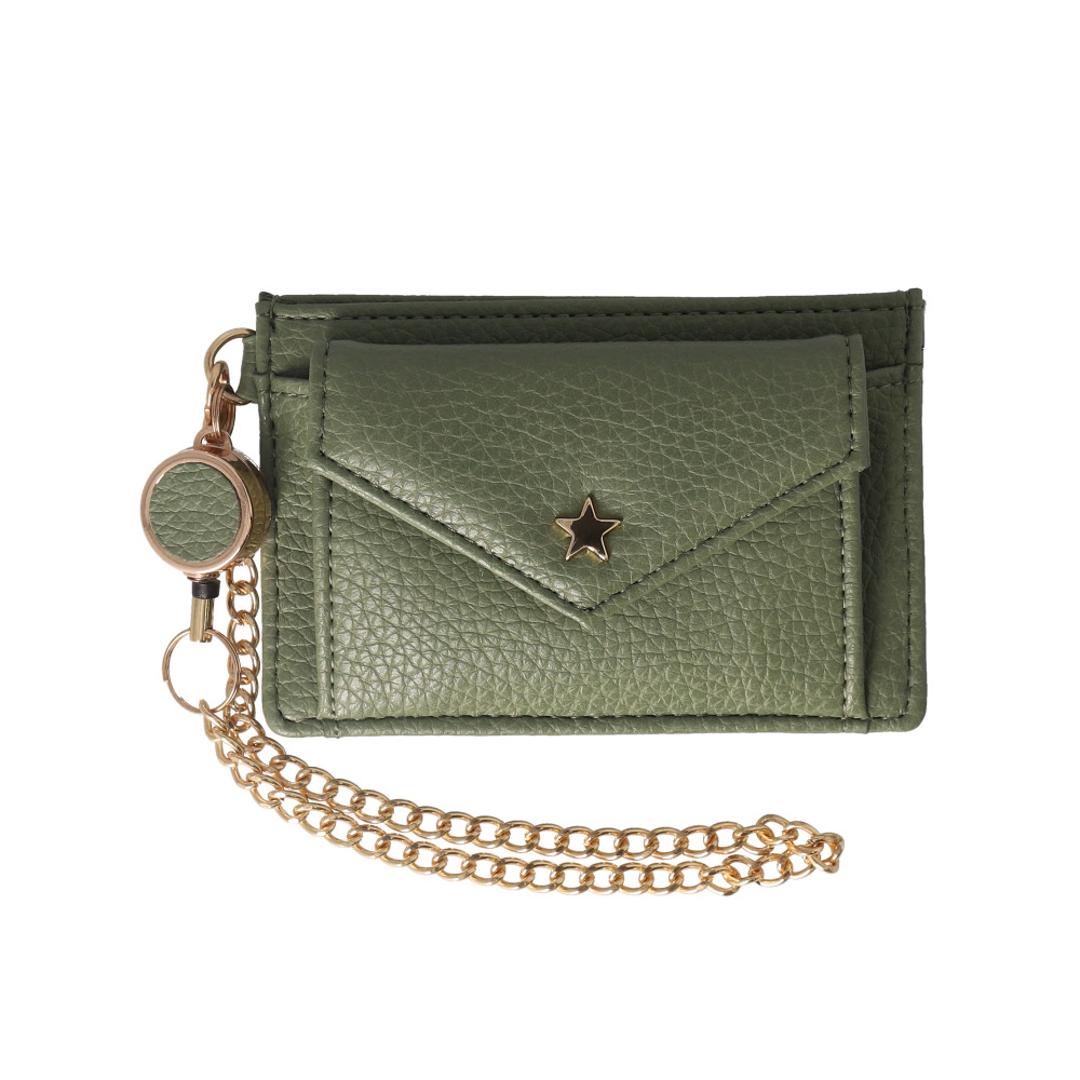 パスケース リール付き レディース 通販 定期入れ 定期券入れ パス ケース 女の子 小銭入れ コインケース 小物入れ 通勤 通学 おしゃれ かわいい シンプル 無地 合皮 大人可愛い Pisoraro ピソラロ PR36 レディースファッション 149.GREEN ・