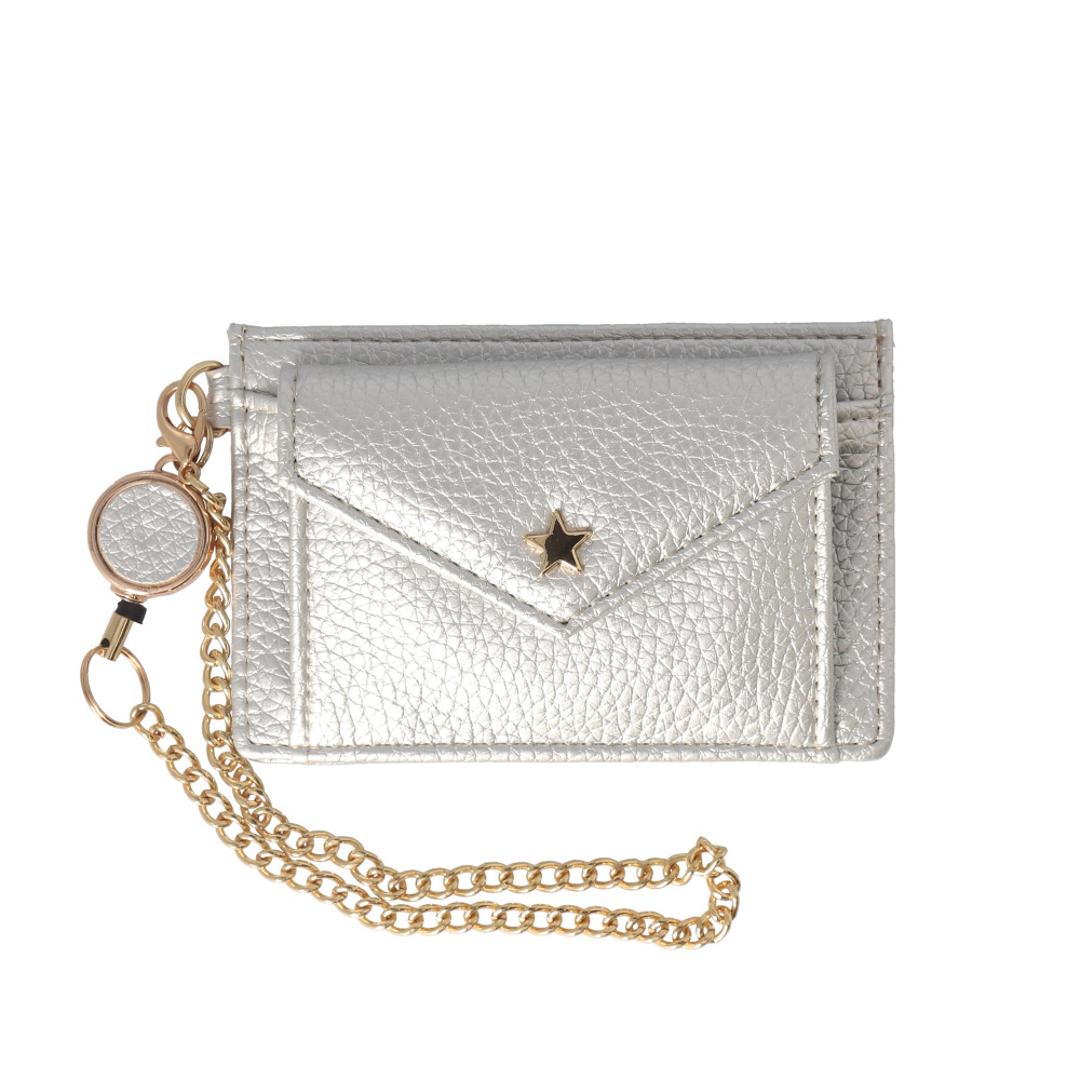 パスケース リール付き レディース 通販 定期入れ 定期券入れ パス ケース 女の子 小銭入れ コインケース 小物入れ 通勤 通学 おしゃれ かわいい シンプル 無地 合皮 大人可愛い Pisoraro ピソラロ PR36 レディースファッション 149.SILVER ・