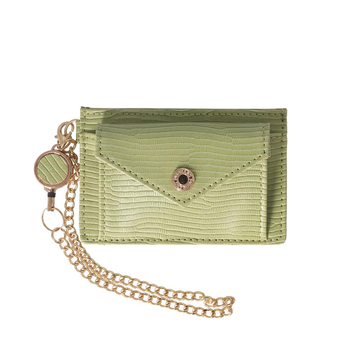 パスケース リール付き レディース 通販 定期入れ 定期券入れ パス ケース 女の子 小銭入れ コインケース 小物入れ 通勤 通学 おしゃれ かわいい シンプル 無地 合皮 大人可愛い Pisoraro ピソラロ PR36 レディースファッション 195.L/GREEN ・