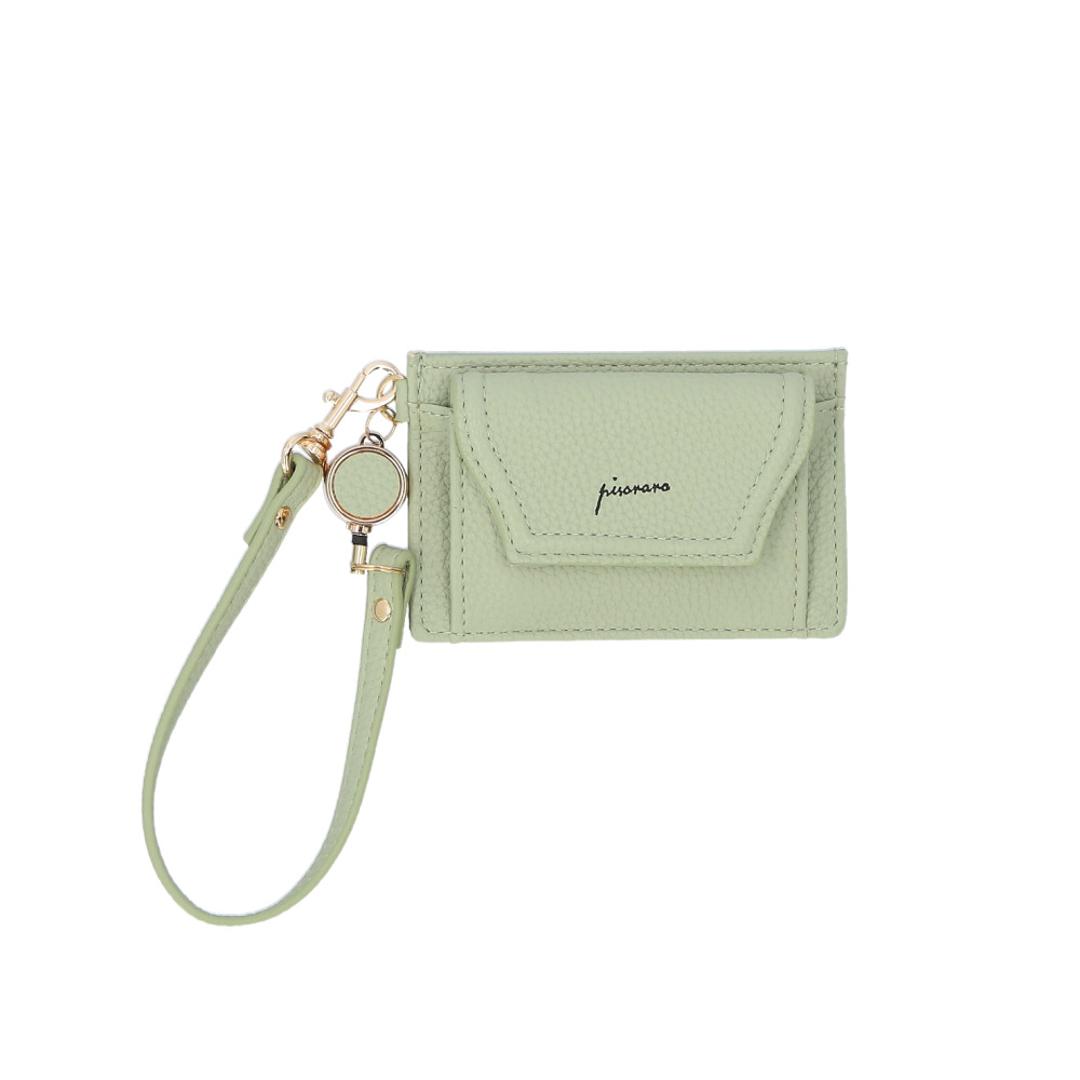 パスケース リール付き レディース 通販 定期入れ 定期券入れ パス ケース 女の子 小銭入れ コインケース 小物入れ 通勤 通学 おしゃれ かわいい シンプル 無地 合皮 大人可愛い Pisoraro ピソラロ PR36 レディースファッション 226.GREEN ・