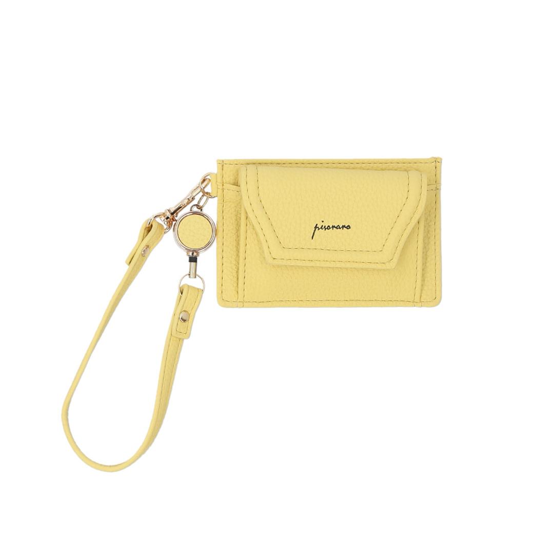 パスケース リール付き レディース 通販 定期入れ 定期券入れ パス ケース 女の子 小銭入れ コインケース 小物入れ 通勤 通学 おしゃれ かわいい シンプル 無地 合皮 大人可愛い Pisoraro ピソラロ PR36 レディースファッション 226.YELLOW ・