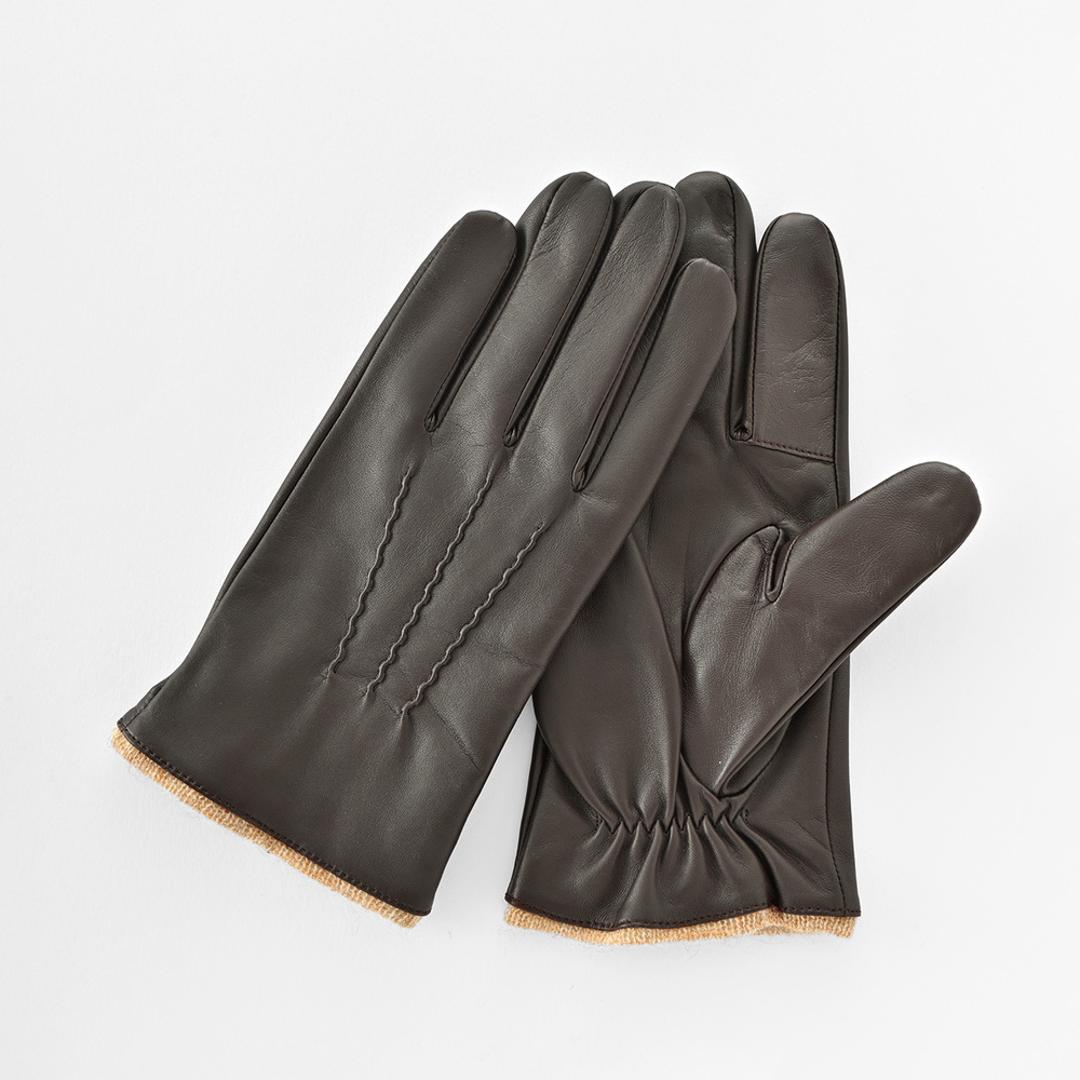 クロダ 手袋 メンズ 通販 革手袋 グローブ メンズ手袋 手ぶくろ メンズ手袋スマホ対応 メンズてぶくろ スマホ 対応 スマートフォン対応 タッチパネル対応 紳士手袋 おしゃれ 暖かい 防寒 通勤 通学 KURODA PL10104M8 男性用 紳士用 ダークブラウン 23cm