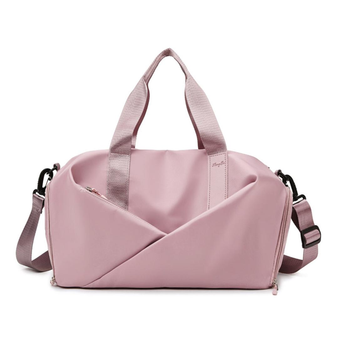 ボストンバッグ レディース 旅行 軽量 通販 修学旅行 ボストン ショルダーバッグ 1泊 2泊 かわいい ジムバッグ 靴入れ ポケット シューズ入れ ジム フィットネス スポーツバッグ 旅行バッグ 旅行カバン 旅行鞄 旅行 グレーピンク 【即日発送】Mサイズ