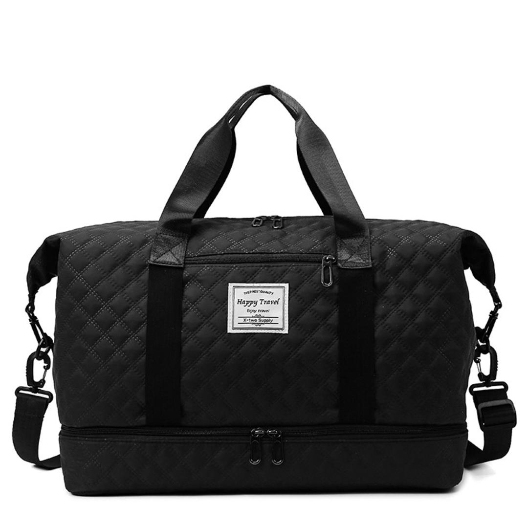ボストンバッグ 乾湿分離 通販 ボストン バッグ スポーツバッグ ジムバッグ レディース 旅行バッグ 旅行カバン 旅行かばん 旅行鞄 ボストンバック 旅行バック 旅行 大容量 キャリー オン 修学旅行 分離 スペース 軽量 軽い スポーツ ジム ヨガ レディースバッグ ブラック×チェック ・