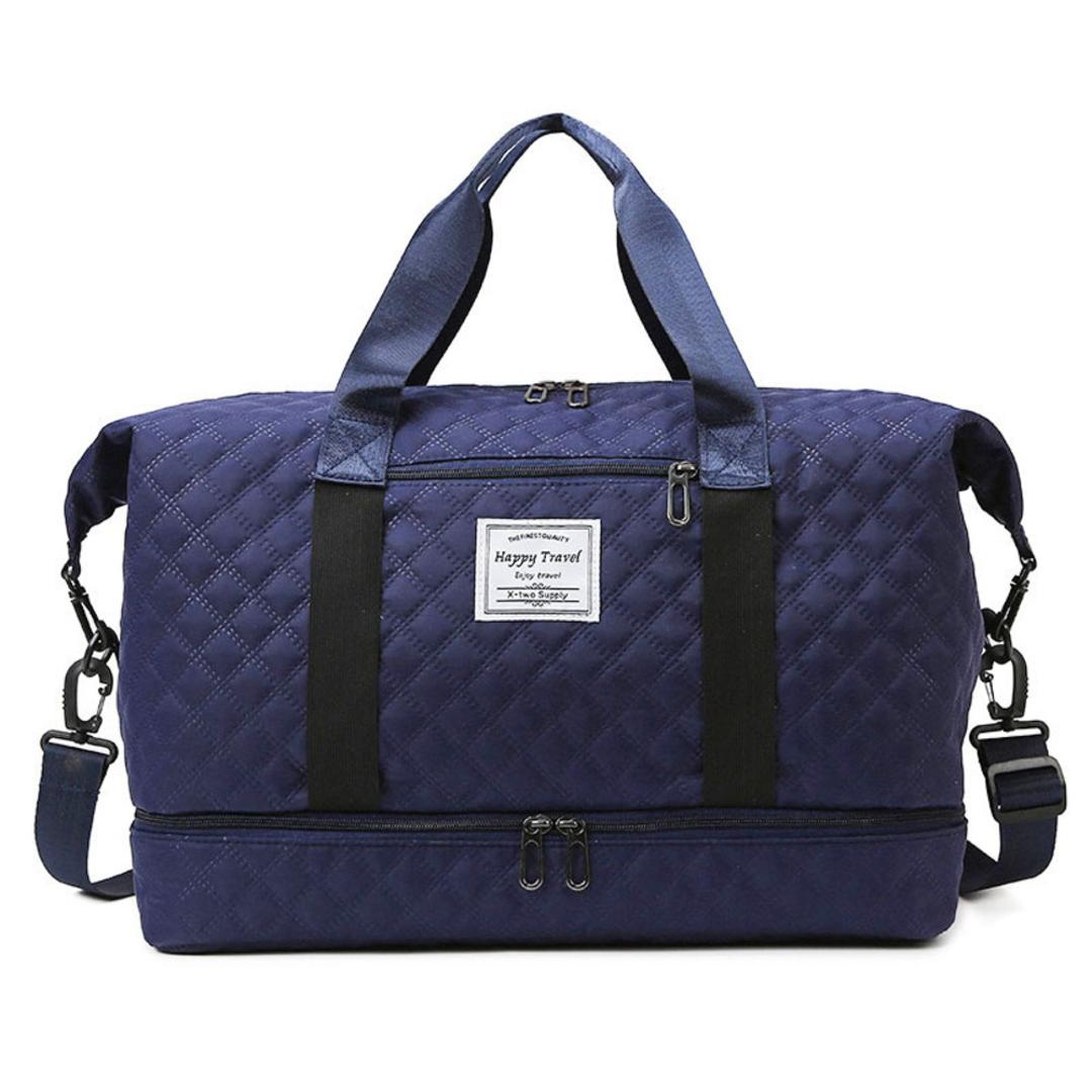 ボストンバッグ 乾湿分離 通販 ボストン バッグ スポーツバッグ ジムバッグ レディース 旅行バッグ 旅行カバン 旅行かばん 旅行鞄 ボストンバック 旅行バック 旅行 大容量 キャリー オン 修学旅行 分離 スペース 軽量 軽い スポーツ ジム ヨガ レディースバッグ ネイビー×チェック ・