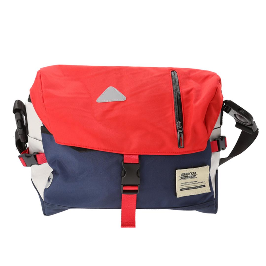 メッセンジャーバッグ 大容量 メンズ 通販 メッセンジャーバック ショルダーバッグ サイドバッグ ボディーバッグ ショルダーバック ボディーバック サイドバック A4 軽量 撥水 斜めがけバッグ 斜めがけバック 斜めがけ 肩掛け 自転車 通勤 通学 レッド×ホワイト ・