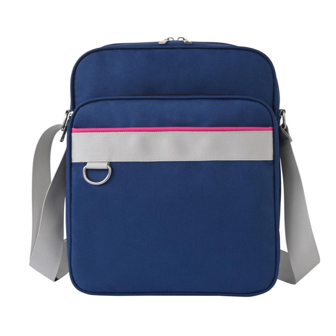 スクールショルダーバッグ 通販 スクールバッグ サブバッグ ショルダー スクバ 学生カバン 大容量 軽量 縦型 学生 高校生 通学 通塾 修学旅行 コンパクト おしゃれ かわいい ナイロン ブルー×レッド ・