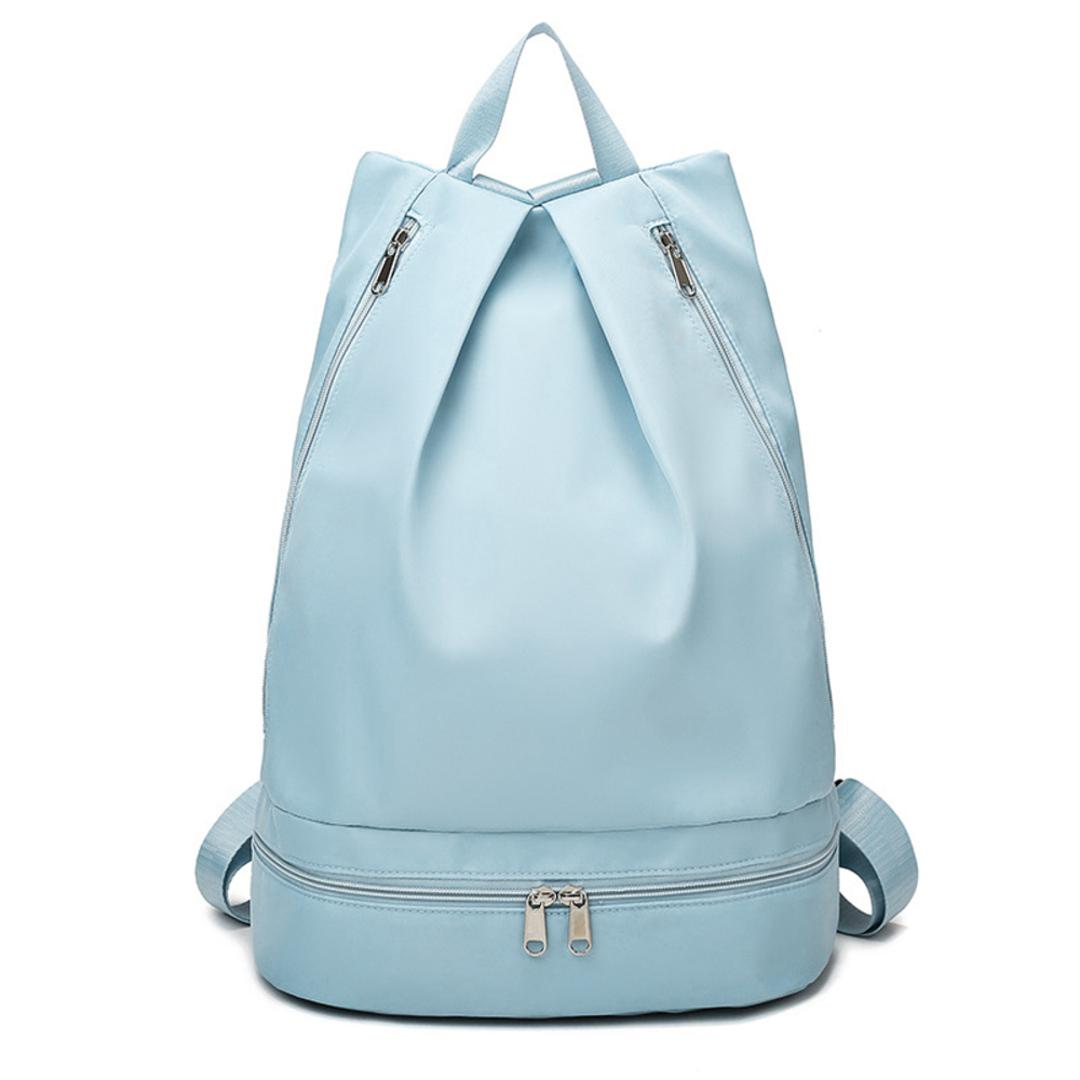 プールバッグ 大人 おしゃれ 通販 レディース スポーツバッグ リュック リュックサック スイムバッグ ビーチバッグ デイパック ジムバッグ ジムサック 軽量 はっ水 撥水 2層 仕分け プール ジム 温泉 スイミング 海水浴 スポーツウェア スポーツ アイスブルー ・