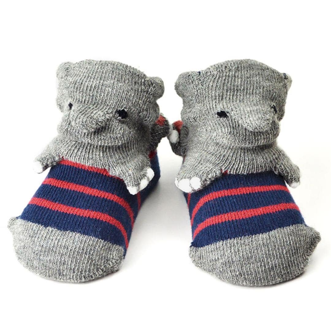 ベビー 靴下 通販 ソックス はりねずみ ハリネズミ いぬ ライオン ひつじ うさぎ レッサーパンダ ぞう POMPKINS ポプキンズ 動物 アニマル 9~11cm ポップアップソックス POP UP SOX 立体的 3Dタイプ 滑り止め付き グレー 楽しい 心地よい かわいい 新生児 赤ちゃん ぞうグレー 【即日発送】XS(9-12cm)