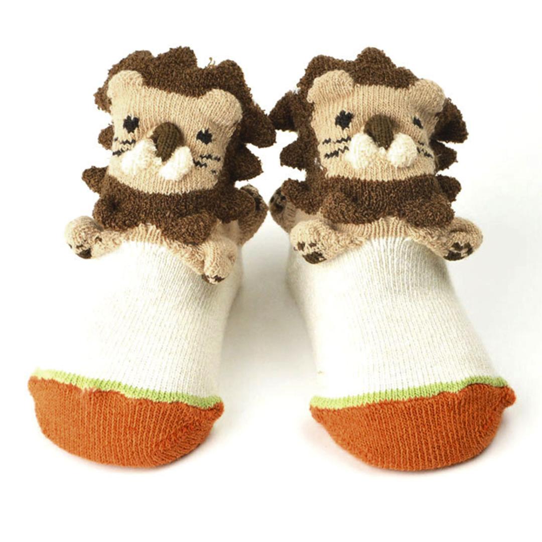 ベビー 靴下 通販 ソックス はりねずみ ハリネズミ いぬ ライオン ひつじ うさぎ レッサーパンダ ぞう POMPKINS ポプキンズ 動物 アニマル 9~11cm ポップアップソックス POP UP SOX 立体的 3Dタイプ 滑り止め付き グレー 楽しい 心地よい かわいい 新生児 赤ちゃん ライオンオフ 【即日発送】XS(9-12cm)
