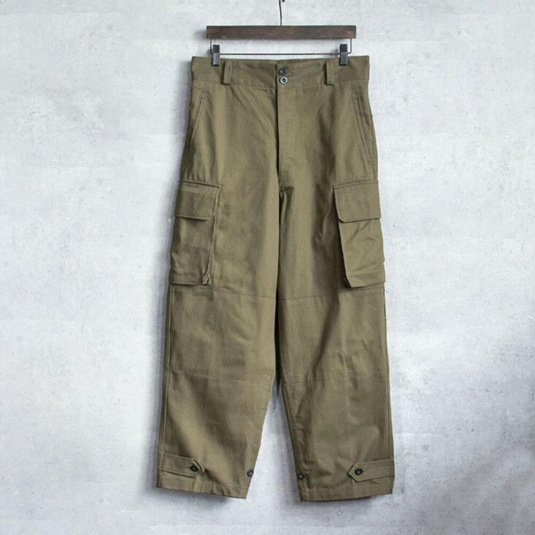 フランス軍 m47 パンツ 復刻版 通販 軍パン カーゴパンツ m-47 後期型 メンズ PP282YN フランス軍タイプ ヘリンボーンツイル ワイドパンツ 軍パンツ ミリタリーパンツ 復刻 長ズボン ズボン ボトムス おしゃれ ミリタリー オシャレ 秋 冬 オリーブ サイズ21(76cm)