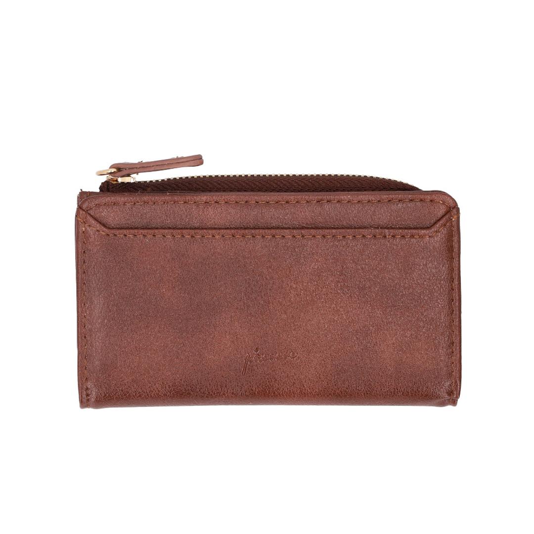 フラグメントケース レディース 通販 Pisoraro ピソラロ PR237 コインケース 財布 さいふ サイフ キーリング 付き ミニ財布 L字ファスナー 小銭入れ 小さめ 薄い 合成皮革 合皮 おしゃれ 大人 かわいい レディース財布 フェイクレザー ブラウン ・