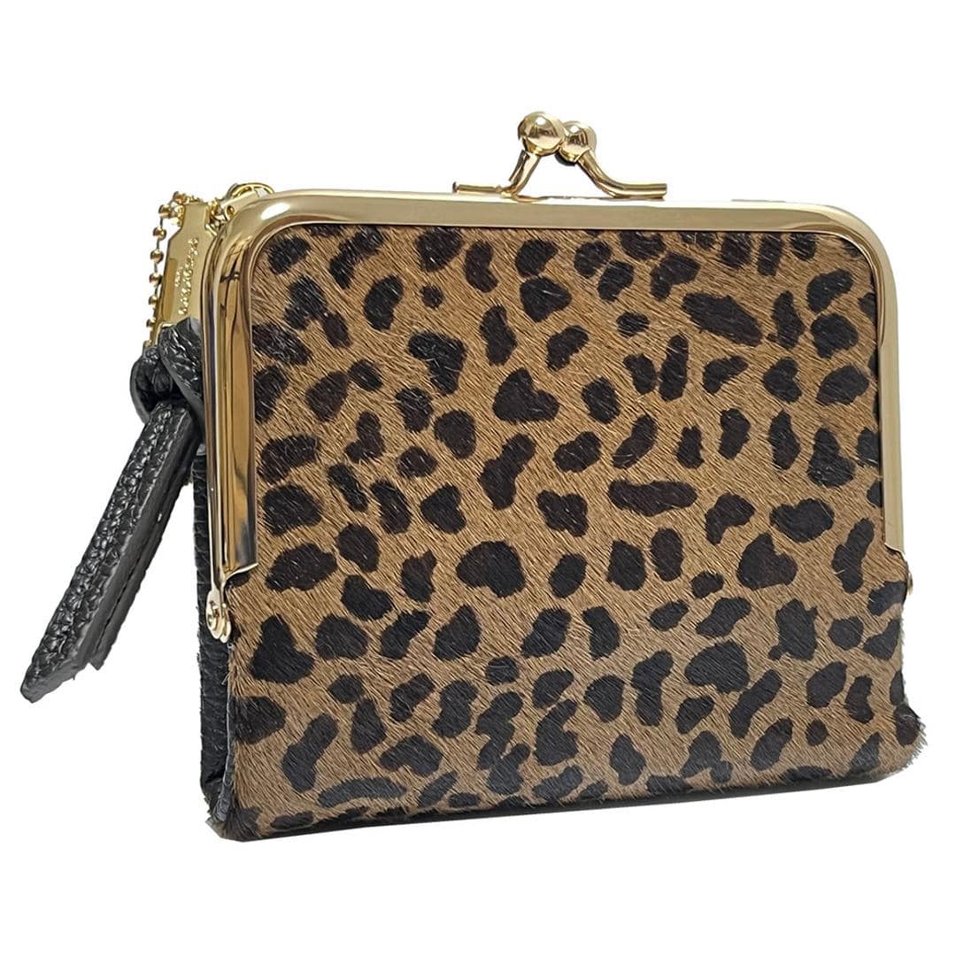 二つ折り財布 がま口 通販 Pisoraro ピソラロ PR241 ピソラロ財布 折りたたみ財布 折り畳み財布 ミニ財布 折り財布 カード コンパクトウォレット レディース がま口財布 おしゃれ アニマル 小さめ レディース財布 牛革 合成皮革 革 ハラコ レオパード/ブラウン ・