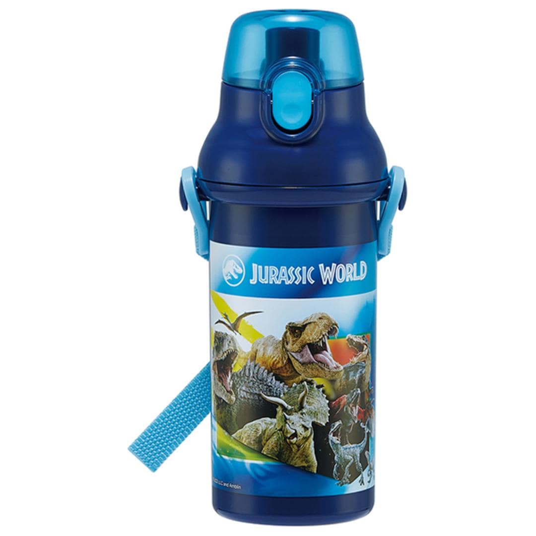 水筒 キッズ 直飲み 通販 抗菌 480ml ワンタッチボトル 大容量 プラスチック製 子ども こども 子供 ショルダー ベルト 食洗 食洗機 通園 通学 小学生 小学校 かわいい ジュラシック24 ・
