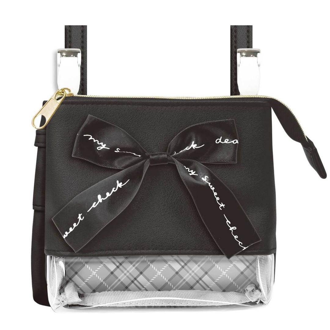 移動ポケット ショルダー付き 通販 ショルダーポシェット ポシェット ポケット 小物入れ ショルダーポーチ ポーチ マルチポッケ マルチポーチ ハンカチ入れ ティッシュ入れ 収納 ショルダー 取り外し可能 リボン 大きい かわいい 可愛い 子供用 キッズ 女の子 ブラック ・