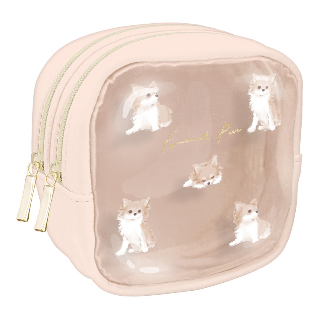 クーリア ポーチ ミニポーチ 通販 化粧ポーチ コスメポーチ ダブルファスナー メイクポーチ ミニサイズ 小物入れ 小さめ レディース 女性 女の子 コンパクト リップ 化粧品 可愛い かわいい おしゃれ オシャレ 持ち運び 旅行 ギフト 贈り物 イヤホン フォンダンピュール/チワワ ・