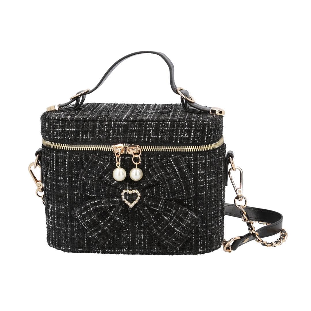 バニティバッグ ショルダー 通販 ショルダーバッグ バニティポーチ ハンドバッグ 斜めがけバッグ 肩掛け レディース おしゃれ かわいい 333137 ガーリー 大人かわいい リボン 女性 女子 通勤 通学 高校生 中学生 オシャレ 可愛い レディースバッグ BLACK ・