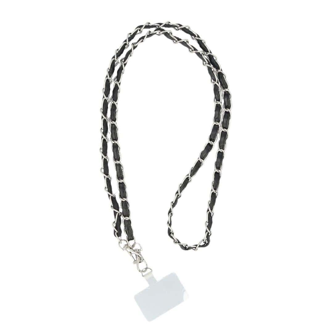 スマホストラップ ショルダー 通販 スマホショルダー スマホ ストラップ チェーンストラップ のみ スマートフォンストラップ ショルダーストラップ チェーン レディース 大人 かわいい おしゃれ 斜めがけ 400277 スマートフォンアクセサリー ブラックxシルバー ・