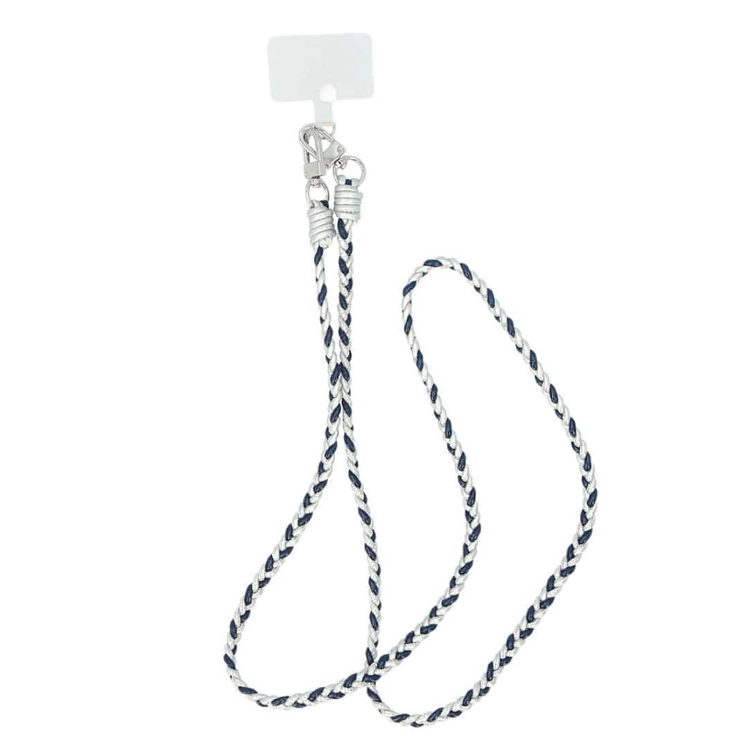 スマホストラップ ショルダー 通販 スマホ ストラップ 編み スマホショルダーストラップ スマートフォンストラップ ショルダーストラップ フェイクレザー かわいい おしゃれ 斜めがけ 三つ編み合皮コード 401439 オシャレ 可愛い スマートフォンアクセサリー シルバー ・