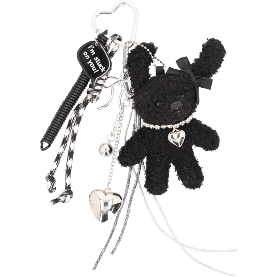 ぬいぐるみチャーム 通販 ドッグチャーム ぬいぐるみ キーホルダー 動物 バッグチャーム バッグアクセサリー バッグ に つける アクセサリー チャーム ハート カラビナ マスコット アニマル 女の子 子供 高校生 レディース おしゃれ かわいい 可愛い スマホ ブラック ・
