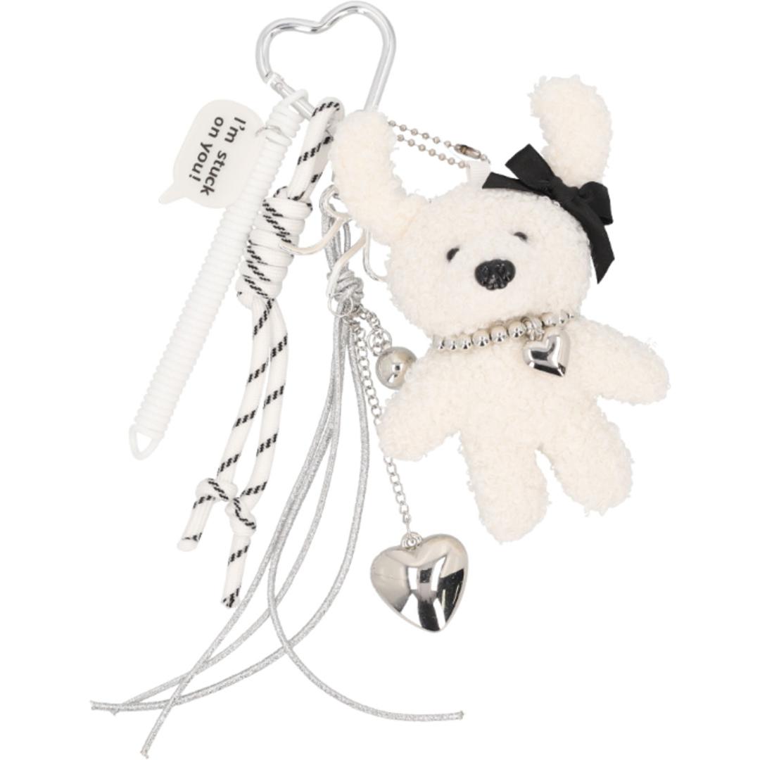 ぬいぐるみチャーム 通販 ドッグチャーム ぬいぐるみ キーホルダー 動物 バッグチャーム バッグアクセサリー バッグ に つける アクセサリー チャーム ハート カラビナ マスコット アニマル 女の子 子供 高校生 レディース おしゃれ かわいい 可愛い スマホ ホワイト ・