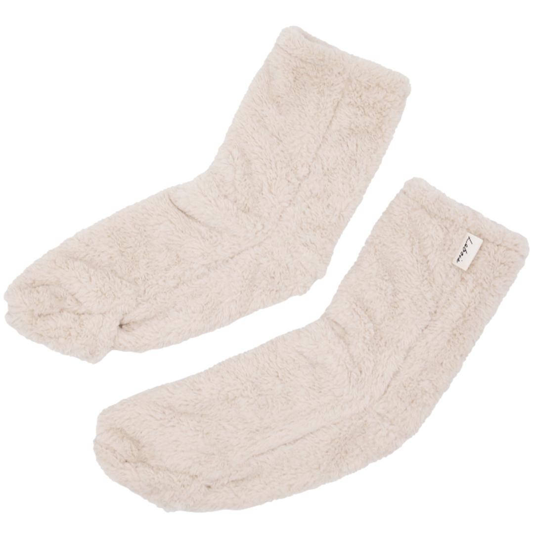 おやすみソックス 通販 おやすみ靴下 ルボア Le bois レッグウォーマー つま先開閉 ルームソックス 靴下 ソックス レディース 冷え対策 あったか 暖かい 夜用 もこもこ 温活 保温 おやすみ ゆったり レッグウェア ルームウェア ナイトウェア 無地アイボリー ・