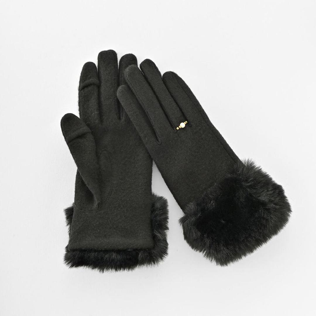 クロダ 手袋 レディース 通販 グローブ 手ぶくろ 暖かい かわいい スマートフォン対応 スマホ 対応 リングビジュー ジャージ 防寒 プレゼント ギフト 女性用 女子 KURODA RM65901L8 ファッション小物 ファッション雑貨 レディース手袋 ブラック 【即日発送】2122cm