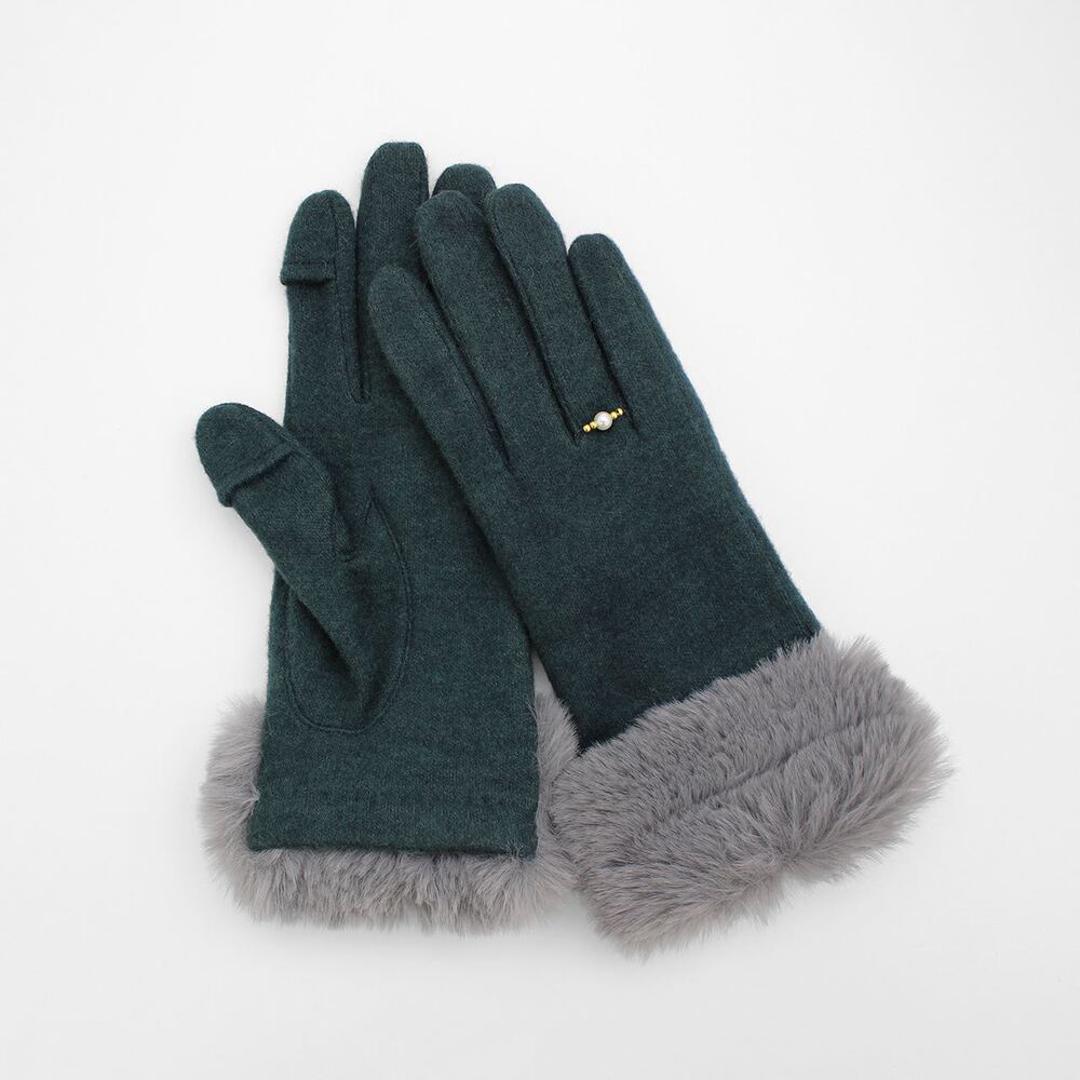 クロダ 手袋 レディース 通販 グローブ 手ぶくろ 暖かい かわいい スマートフォン対応 スマホ 対応 リングビジュー ジャージ 防寒 プレゼント ギフト 女性用 女子 KURODA RM65901L8 ファッション小物 ファッション雑貨 レディース手袋 グリーン 【即日発送】2122cm