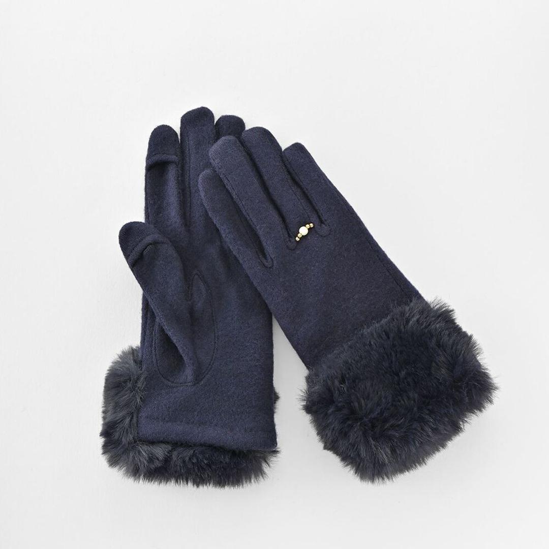 クロダ 手袋 レディース 通販 グローブ 手ぶくろ 暖かい かわいい スマートフォン対応 スマホ 対応 リングビジュー ジャージ 防寒 プレゼント ギフト 女性用 女子 KURODA RM65901L8 ファッション小物 ファッション雑貨 レディース手袋 ネイビー 【即日発送】2122cm