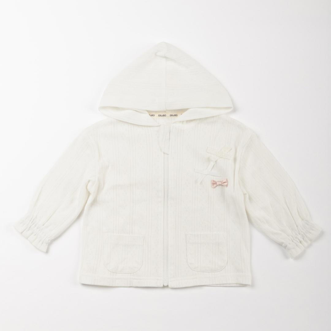 夏 薄手 パーカー キッズ 綿100 通販 ジップアップパーカー 前開き 綿100% コットン100 子供 パターンメッシュ かわいい おしゃれ 女の子 可愛い ガールズ 子供服 子ども服 ベビー服 Aenak アエナック 31240 キッズファッション ホワイト 80cm