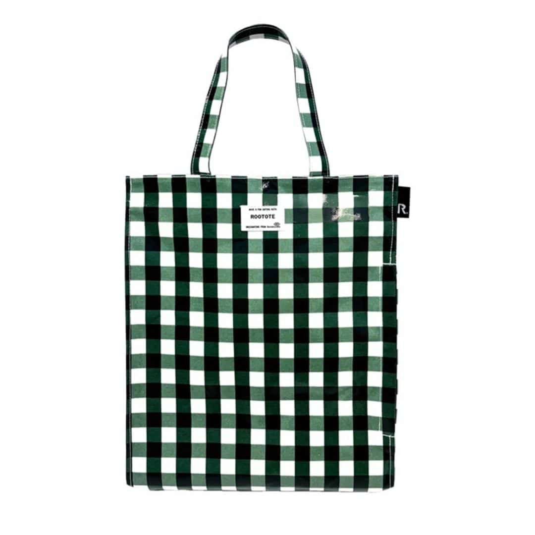 ルートート トートバッグ ラミネート ROOTOTE 1028 通販 トートバック レッスンバッグ A4 縦型 縦長 レディース 通学 通勤 手提げバッグ 手提げかばん 手提げカバン 手提げ鞄 かわいい おしゃれ チェック ギンガムチェック A-quatre C_GREEN ・