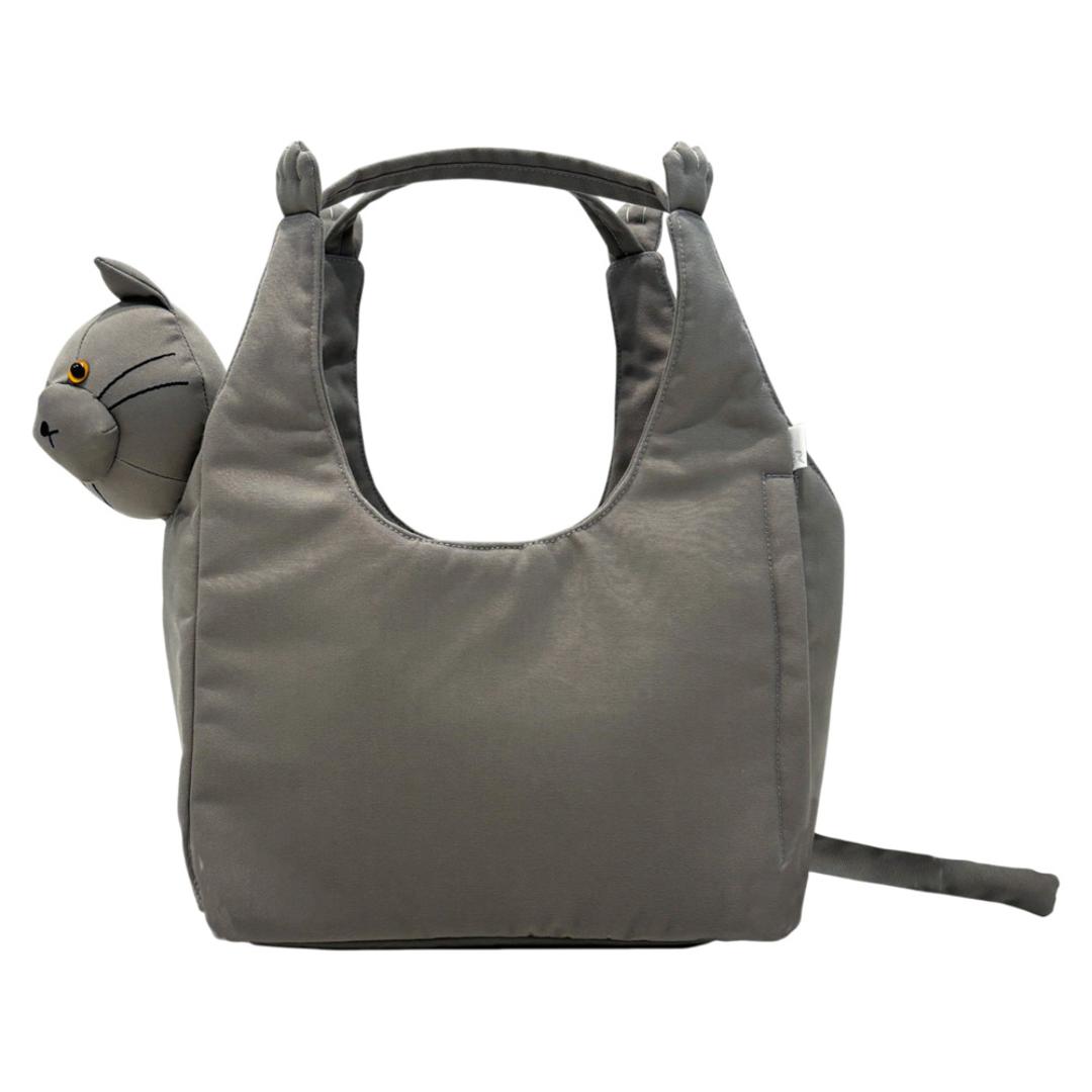 ROOTOTE ルートート トートバッグ 1034 通販 トートバック 肩掛けバッグ 手提げバッグ 肩掛けカバン てさげかばん レディース 小さめ かわいい オシャレ 可愛い おしゃれ 猫モチーフ ねこ ネコ ブラブラネコ ラウンド ROUND レディースバッグ GRAY ・