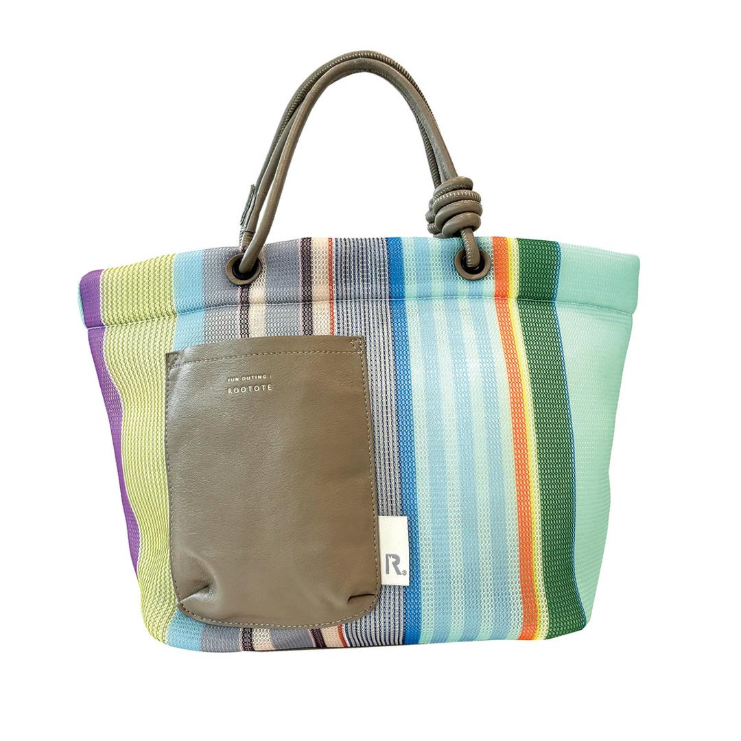 ルートート トートバッグ ROOTOTE 1084 通販 トートバック 手提げバッグ 手提げ袋 手提げかばん 手提げカバン 手提げ鞄 レディース 軽量 軽い 通勤 通学 おしゃれ 配色 洗える 手洗い ストライプ wefer ウエッファ DELI デリ SAX ・