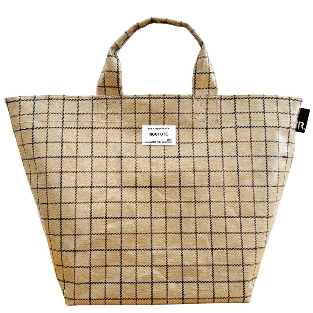 ルートート ラミネート ROOTOTE 3608 通販 トートバッグ トートバック 横型 舟形 ランチトートバッグ サブバッグ レディース 小さめ 通勤 通学 軽量 軽い 撥水 チェック柄 シンプル おしゃれ 大人 かわいい DELI レディースバッグ C-BEIGE ・