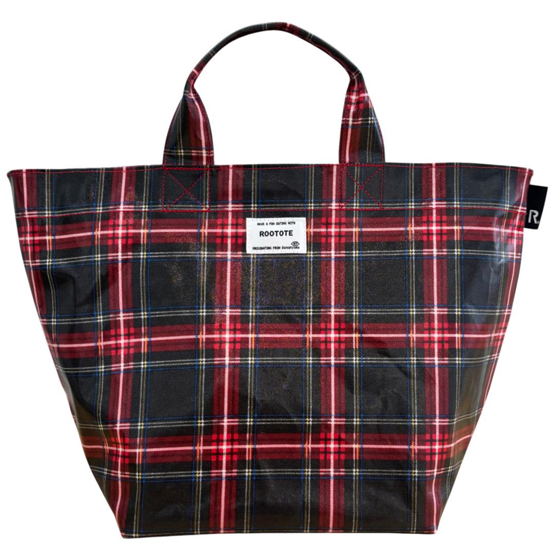 ルートート ラミネート ROOTOTE 3608 通販 トートバッグ トートバック 横型 舟形 ランチトートバッグ サブバッグ レディース 小さめ 通勤 通学 軽量 軽い 撥水 チェック柄 シンプル おしゃれ 大人 かわいい DELI レディースバッグ C-RED ・