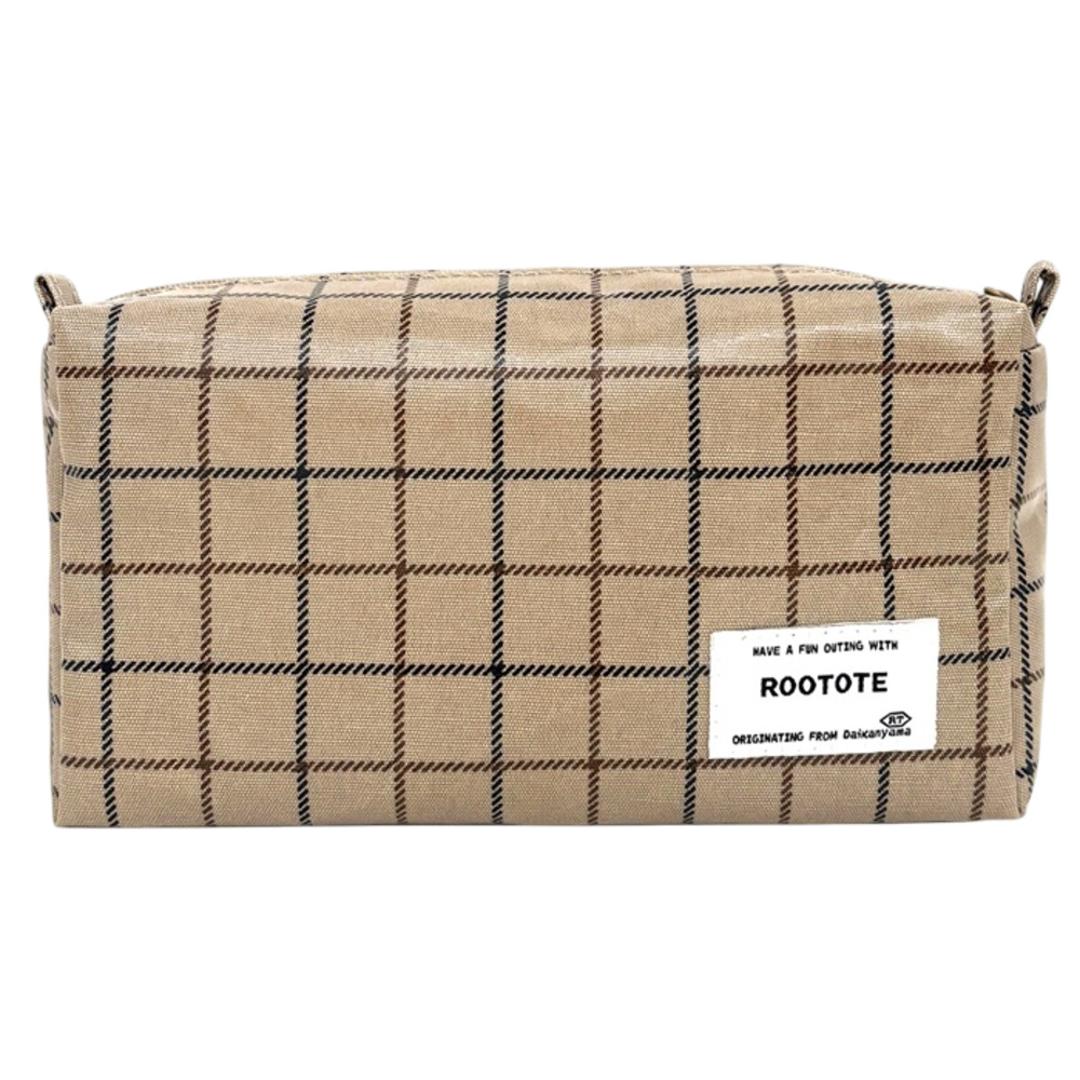 ルートート ラミネート ROOTOTE 3609 通販 ポーチ 化粧ポーチ 小物入れ メイクポーチ コスメポーチ ペンケース レディース 大人 かわいい おしゃれ チェック 撥水 軽量 軽い 旅行 シンプル オシャレ withRoo ウィズルー ウイズルー C-BEIGE ・