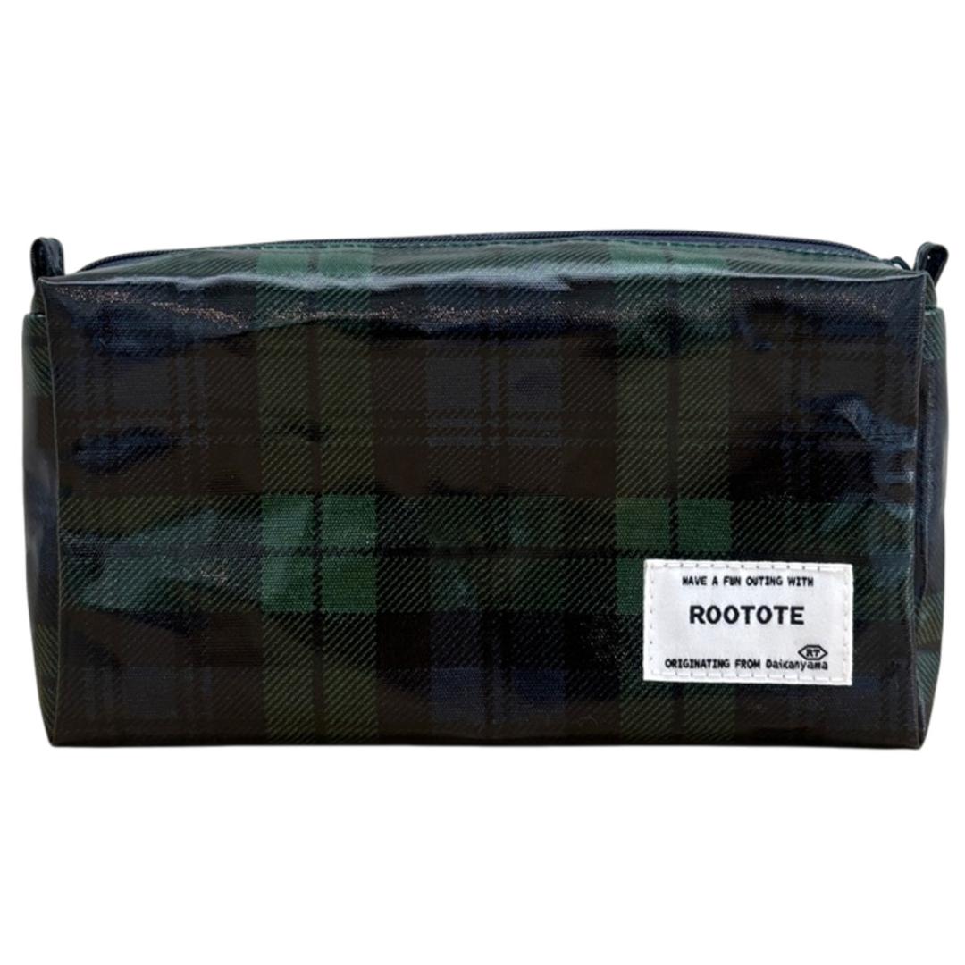 ルートート ラミネート ROOTOTE 3609 通販 ポーチ 化粧ポーチ 小物入れ メイクポーチ コスメポーチ ペンケース レディース 大人 かわいい おしゃれ チェック 撥水 軽量 軽い 旅行 シンプル オシャレ withRoo ウィズルー ウイズルー C-GREEN ・