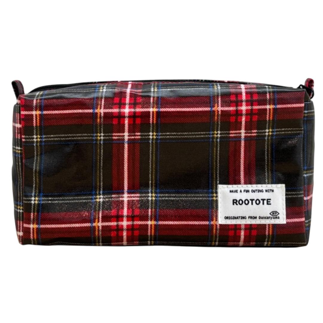 ルートート ラミネート ROOTOTE 3609 通販 ポーチ 化粧ポーチ 小物入れ メイクポーチ コスメポーチ ペンケース レディース 大人 かわいい おしゃれ チェック 撥水 軽量 軽い 旅行 シンプル オシャレ withRoo ウィズルー ウイズルー C-RED ・