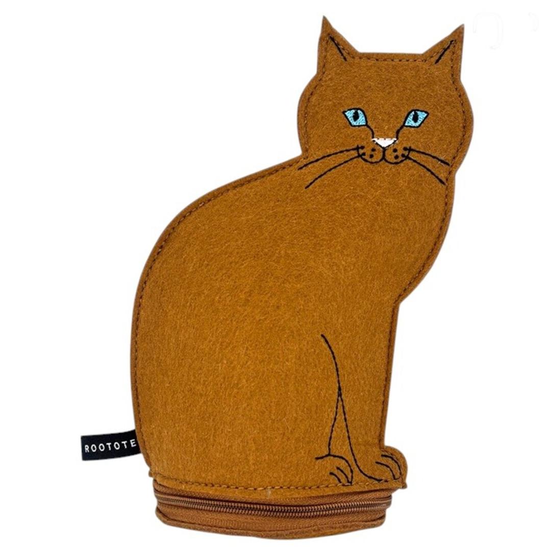 ルートート ROOTOTE ポーチ 3622 通販 ねこ 猫 ネコ 小物入れ コスメポーチ ペンケース メイクポーチ メガネケース レディース おしゃれ かわいい フェルト withROO ウィズルー ウイズルー オスワリネコ インテリア レディースバッグ CHA ・