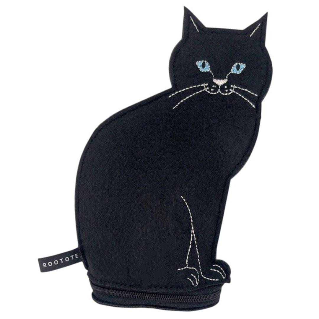 ルートート ROOTOTE ポーチ 3622 通販 ねこ 猫 ネコ 小物入れ コスメポーチ ペンケース メイクポーチ メガネケース レディース おしゃれ かわいい フェルト withROO ウィズルー ウイズルー オスワリネコ インテリア レディースバッグ KURO ・