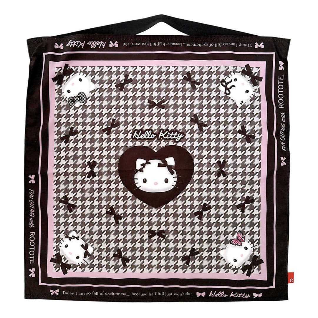 ROOTOTE ルートート トートバッグ 8470 通販 エコバッグ 折りたたみバッグ マイバッグ スカーフ 大きめ たためる おしゃれ かわいい キャラクター サンリオ キティちゃん Hello Kitty TABLO タブロー プチギフト レディースバッグ houndstooth ・