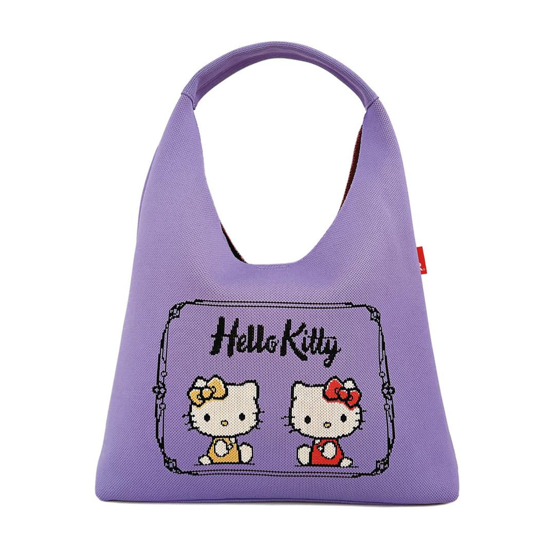 ルートート サンリオ ROOTOTE 8489 通販 ニットバッグ トートバッグ ニットトートバッグ 肩掛けバッグ キティちゃん Hello kitty ハローキティ ROUND ラウンド A4 通勤 おしゃれ 大人 かわいい 可愛い オシャレ ワンハンドル Purple ・