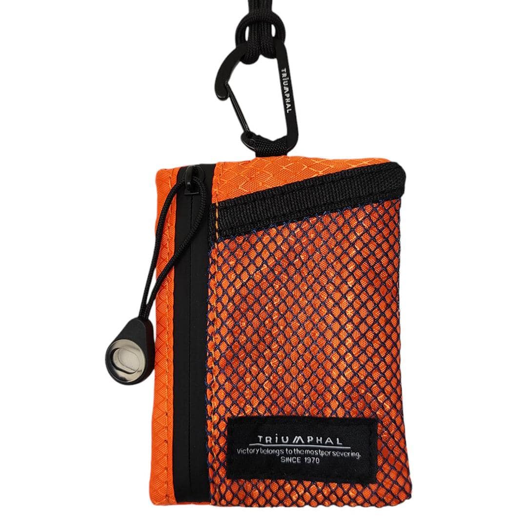 ネックポーチ 通販 ミニネックポーチ ナイロンメッシュ 男女兼用 ポーチ マルチポーチ 財布 パスケース 軽量 軽い コンパクト 小銭ケース ミニウォレット メンズ レディース マルチケース おしゃれ かわいい アウトドア キャンプ ギフト 贈り物 ORANGE ・