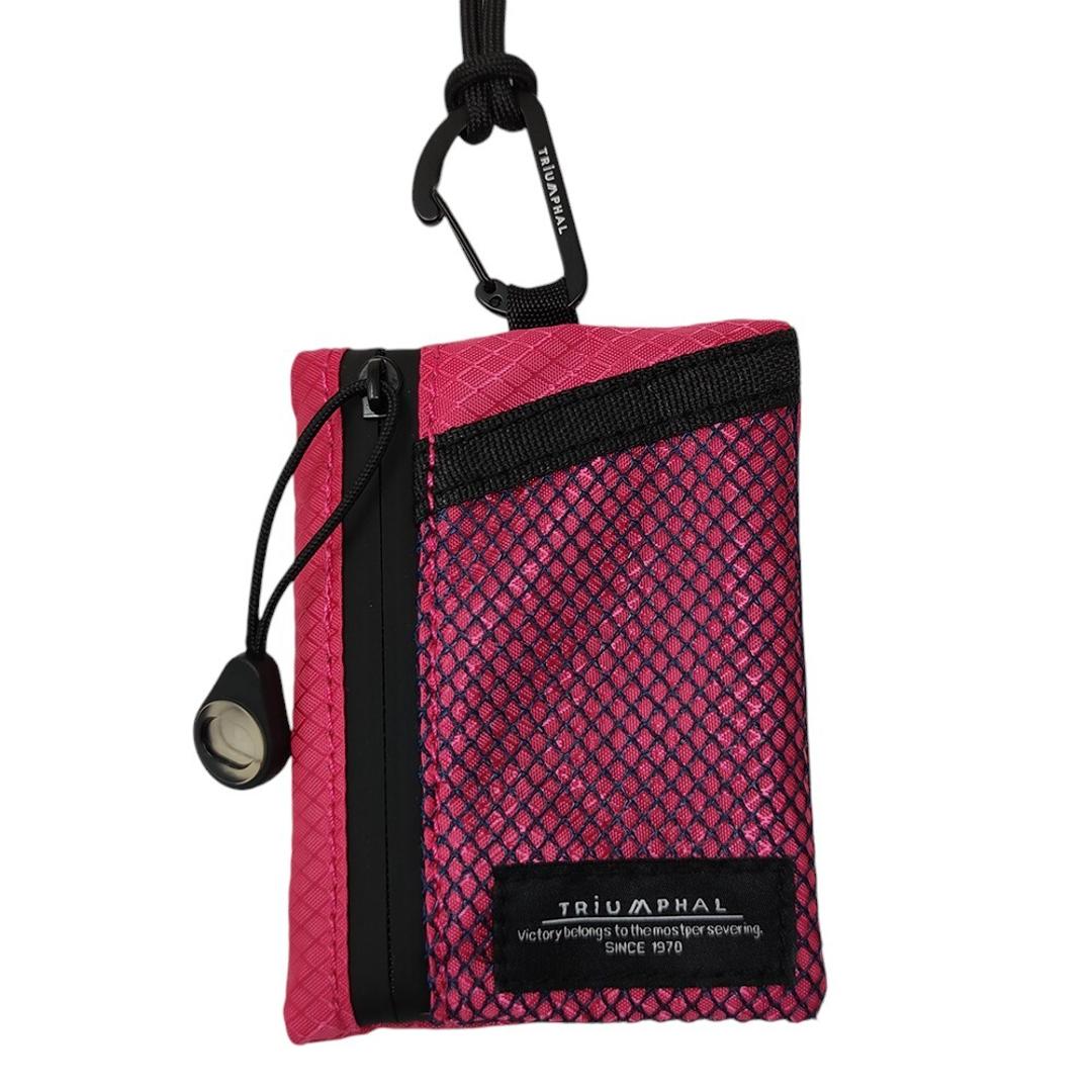 ネックポーチ 通販 ミニネックポーチ ナイロンメッシュ 男女兼用 ポーチ マルチポーチ 財布 パスケース 軽量 軽い コンパクト 小銭ケース ミニウォレット メンズ レディース マルチケース おしゃれ かわいい アウトドア キャンプ ギフト 贈り物 PINK ・