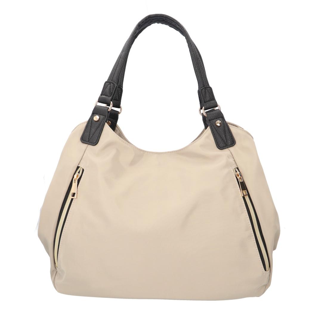 トートバッグ レディース 軽い 通販 ナイロン おしゃれ かわいい ファスナー 縦型 通勤 通学 シンプル 無地 ショルダーバッグ 軽量 ビジネスバッグ 肩掛け 手さげ 2way 40代 大学生 大人 かわいい ママバッグ マザーズバッグ A4 グレーベージュ ・